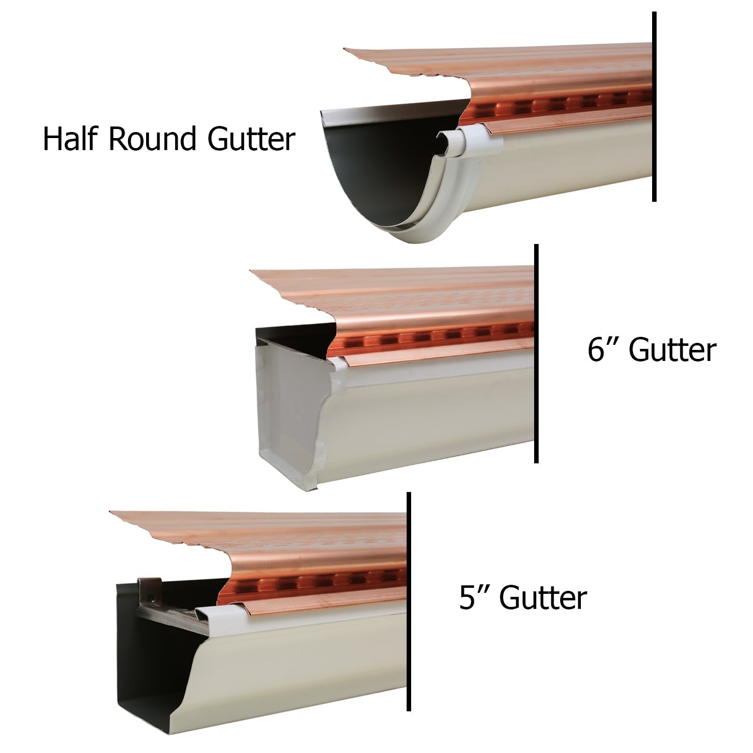 Half Round Pro Gutter Guards Copper leaf4go 6"gutter 5" gutter