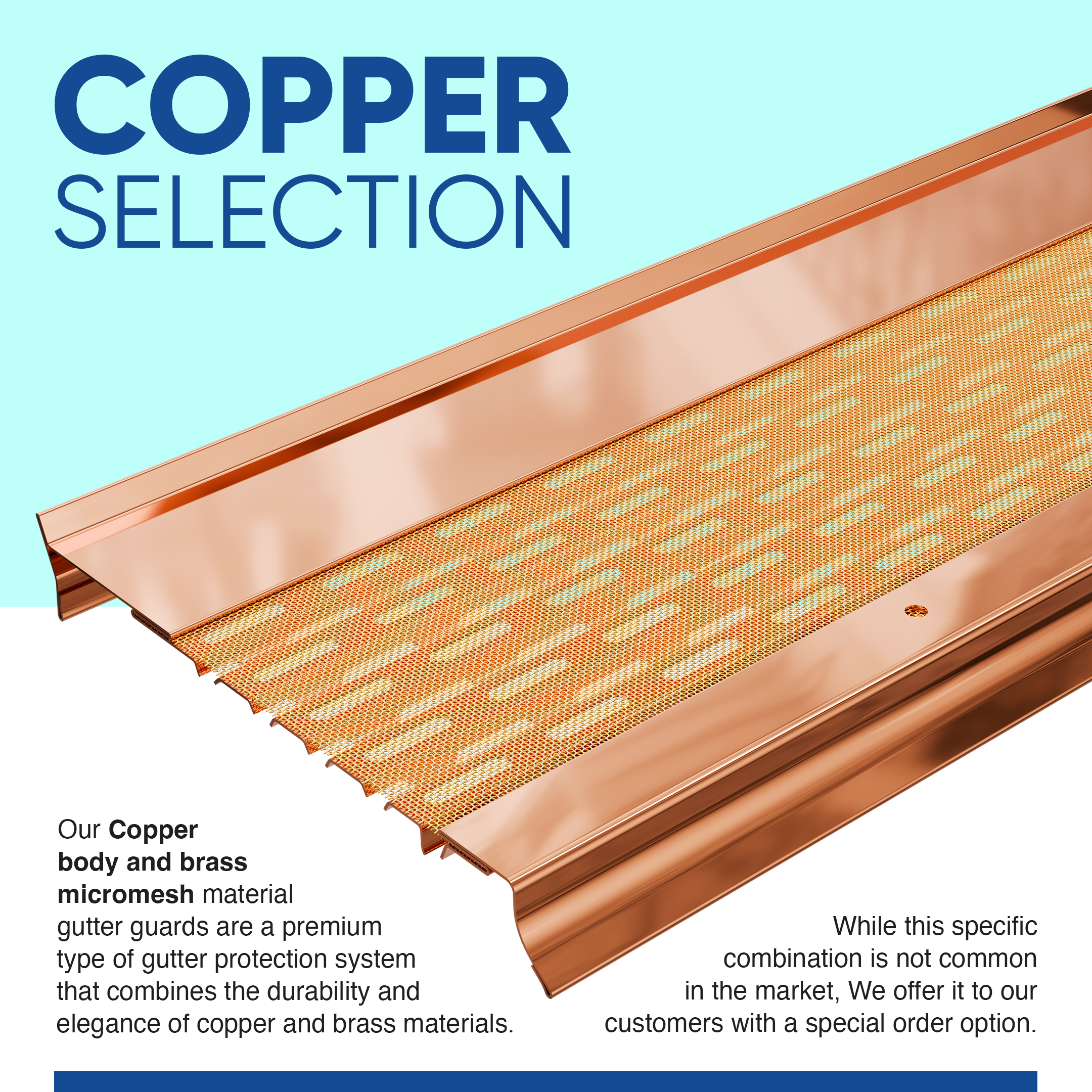 COPPER(16oz)- ELITE-5"Micromesh Leaf Guards for Gutters with Brast Micro-Mesh Gutter Guard Leaf Filter COPPER guards from Manufacturer